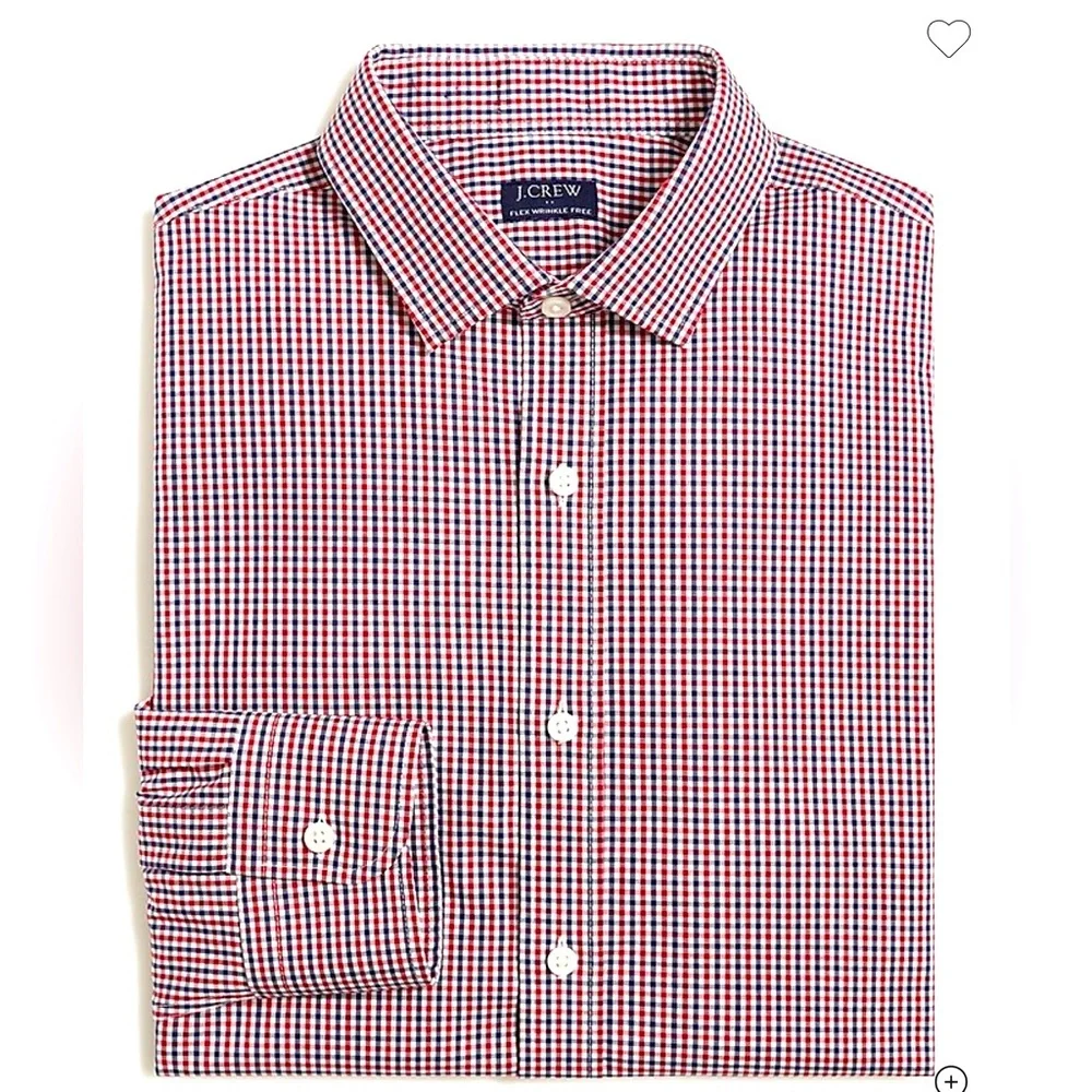 J.Crew Thompson Slim Fit Red White Check Dress Shirt Men’s L 16-16.5